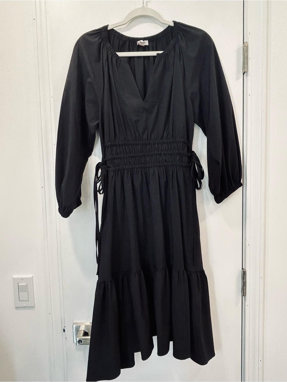 Calvin Klein Black Smocked-Waist Midi Dress